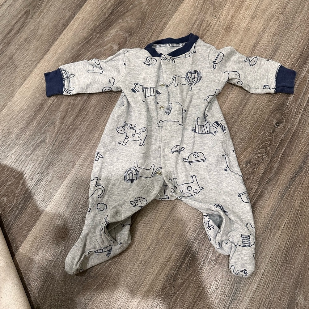 Carter's Gray and Navy Animal Print Footie